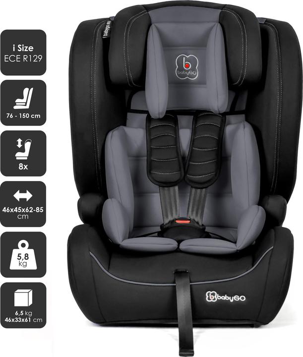 Produktbild BabyGo FreeMove Isize, grau (Kindersitz, ECE R129/i-Size Norm)