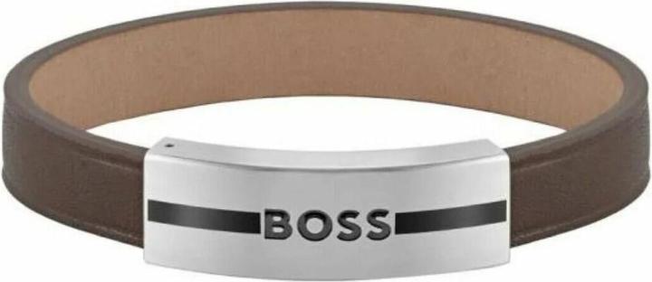 Actual product image Hugo Boss Fashion brown leather bracelet 1580496 - Length: 19 cm (19 cm, Leather and stainless steel)