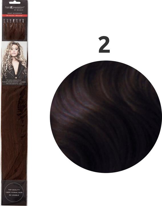 Immagine prodotto Balmain CapelliXpression Capelli Umani 25 Pezzi 50cm Lunghezza 2 Marrone Scuro 190g (2, 50 cm)