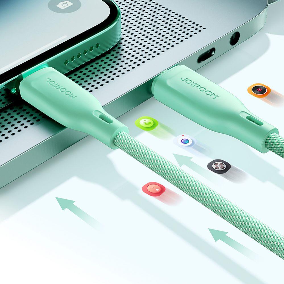 Thumbnail - Joyroom Multi-Color Series SA34-AC6 USB-A/USB-C-Kabel 100 W, schnelle Übertragung, 1 m – Grün (1 m, USB 3.2 Gen 1), USB ...