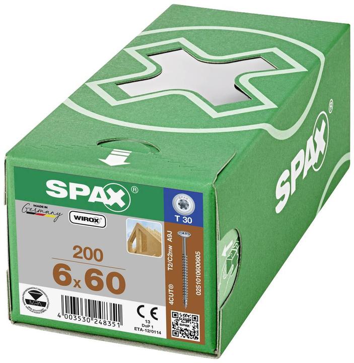 Immagine prodotto Spax Tellerkopf T-Star Plus T30 Vollgewinde Wirox (200 Viti per pezzo, 6 x 60 mm)