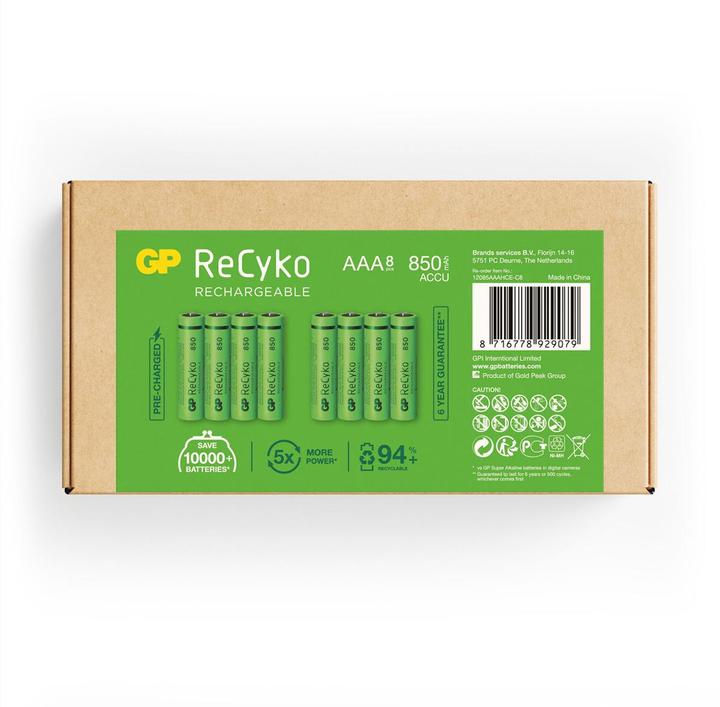 Produktbild GP Batteries Micro (AAA) Akku ReCyko+ Akkus 850 mAh (8 Stk., HR03, 850 mAh)