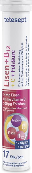 Tetesept Eisen + B12 (17 pièce(s), Comprimé effervescent, 134 g)