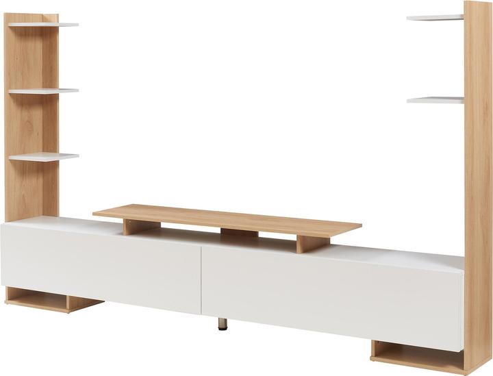 Produktbild En.Casa Fernsehschrank Rauki 233x31x141 cm Weiss/Eicheoptik (233 x 31 x 141 cm)