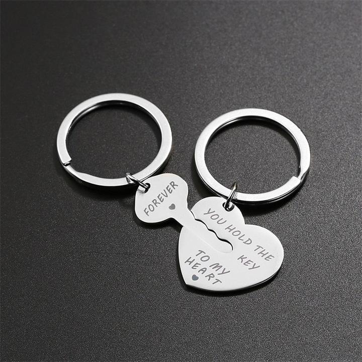 Actual product image JTI Key ring for couples with heart and key