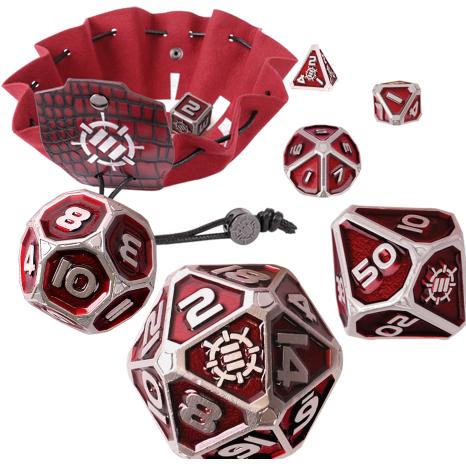 Thumbnail - Enhance Tabletop Collectors Edition 7pc Metal RPG Dice Set Red