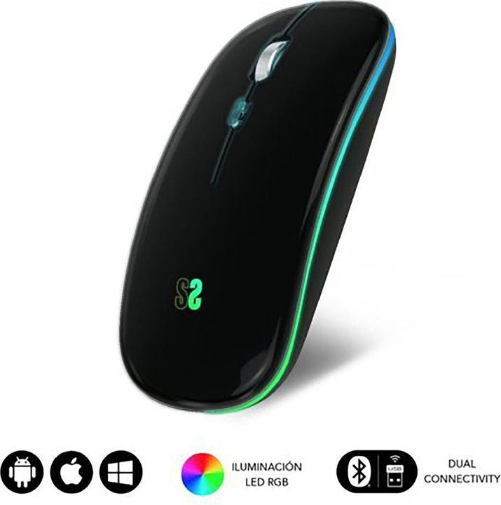 Actual product image Subblim Raton LED Dual Flat Mouse Black (Wireless)