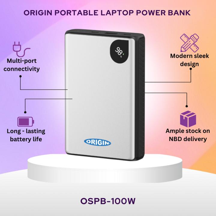 Immagine prodotto Origin Storage Origin Portable Laptop Power Bank Lithium-Ion 20000 mAh â€“ Multi ports output (20000 mAh, 100 Wh)