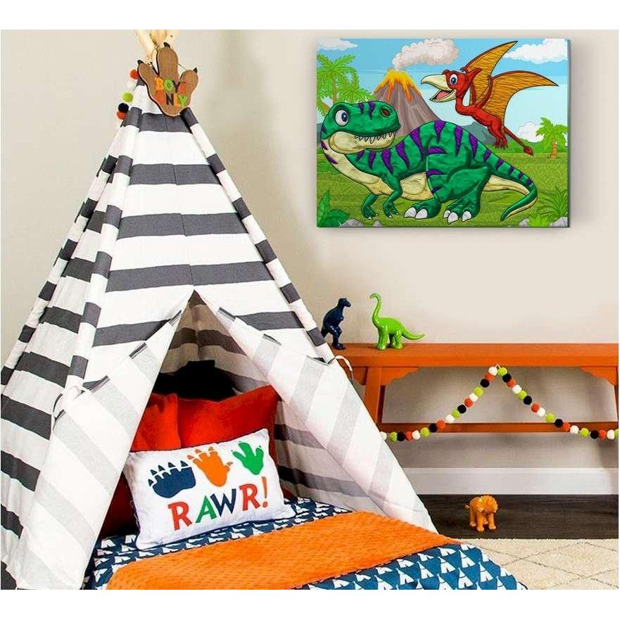 Thumbnail - Splat Planet Clay painting on canvas 30x40cm - Dinosaurs (777689)