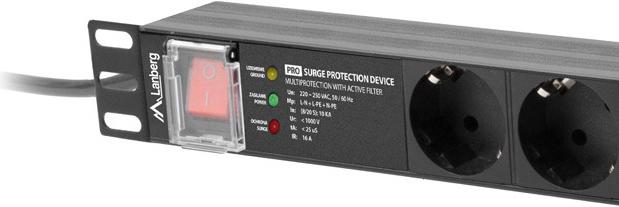 Image du produit Lanberg PDU-PRO-07F-0200-BK Unité de distribution d'alimentation (PDU) 6 sorties AC 1U