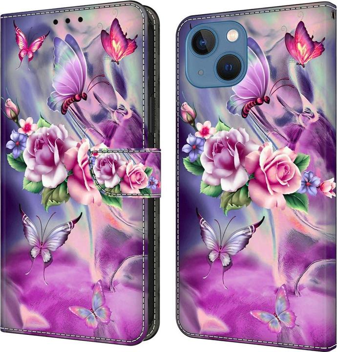 Immagine prodotto Art Custodia a libro per iPhone 15 con tasca portacarte Flowers (Apple iPhone 15)