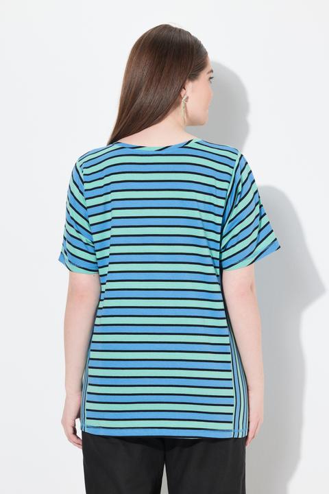 Actual product image Ulla Popken Eco Cotton Mixed Stripe Short Sleeve Tee (42, 44)