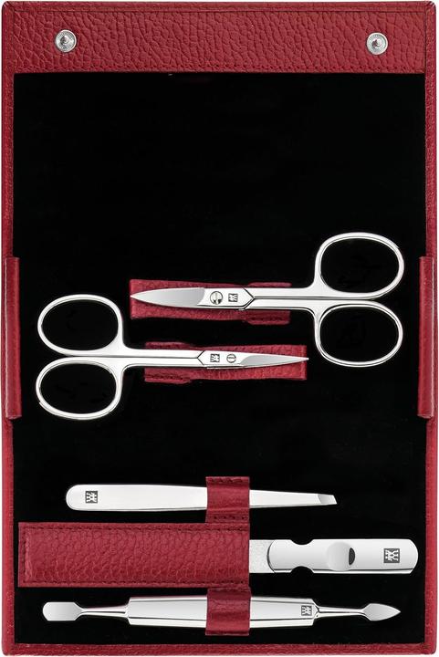 Actual product image Zwilling Push-button case, 5 pcs | leather | red (97438-003-0)