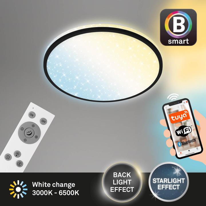 Produktbild Briloner B smart WiFi + Bluetooth CCT-LED Deckenleuchte mit Backlighteffekt (2500 lm)