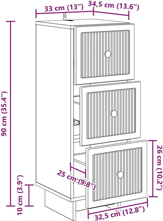 Produktbild vidaXL Schubladenschrank (34.50 x 33 x 90 cm)