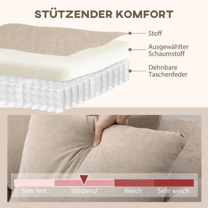 Actual product image Homcom Ecksofa Polyester, Stahl Beige (Corner sofa)