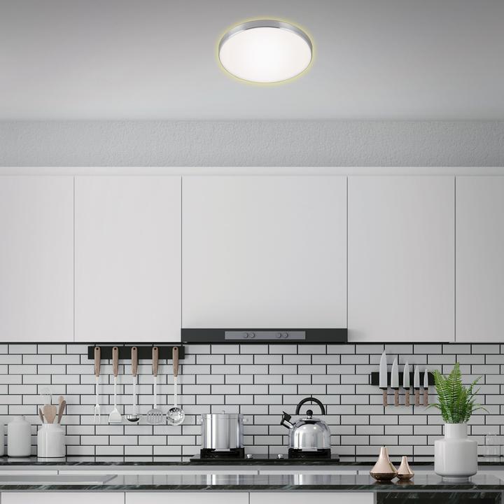 Actual product image Briloner LED ceiling light with backlight effect, white-aluminum color, 1xLED/12W (1200 lm)