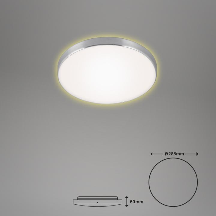 Actual product image Briloner LED ceiling light with backlight effect, white-aluminum color, 1xLED/12W (1200 lm)
