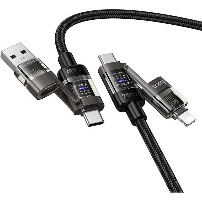 Hoco Cable Cable 4in1 USB A/C to USB C/Lightning 240W 1,2 m U151 black, Cavo USB
