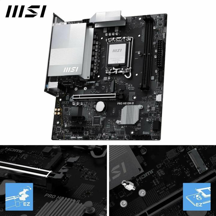 Produktbild MSI PRO H810M-B (H810,S1851,mATX,DDR5) (LGA 1851, Intel H810, mATX)