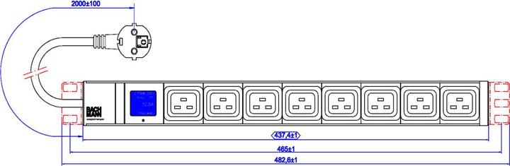 Produktbild Bachmann BlueNet BN0500 - Verlängerungsschnur (Rack - einbaufähig) (8 x, IEC 320, 2 m)