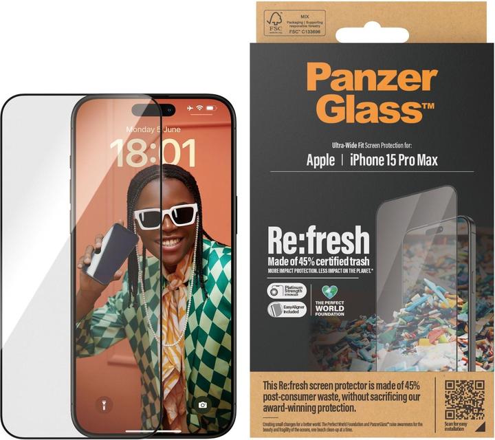 Immagine prodotto PanzerGlass Re:fresh (1 Pezzo/i, Apple iPhone 15 Pro Max)