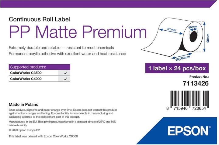 Epson Pp Matte Label Prem Continuous (5.10 cm)