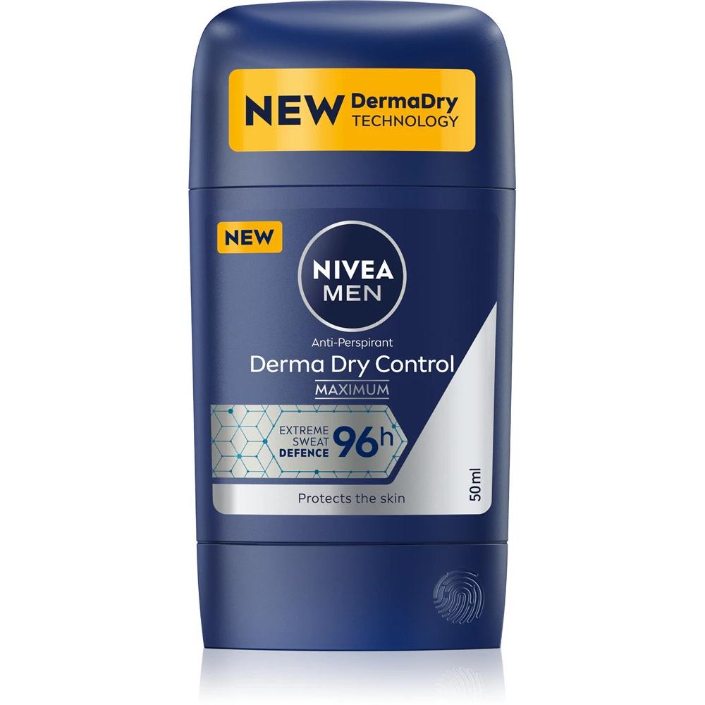 Nivea Herren Deo, Men Derma Dry Control Antiperspirant Stick 50Ml (Stick)