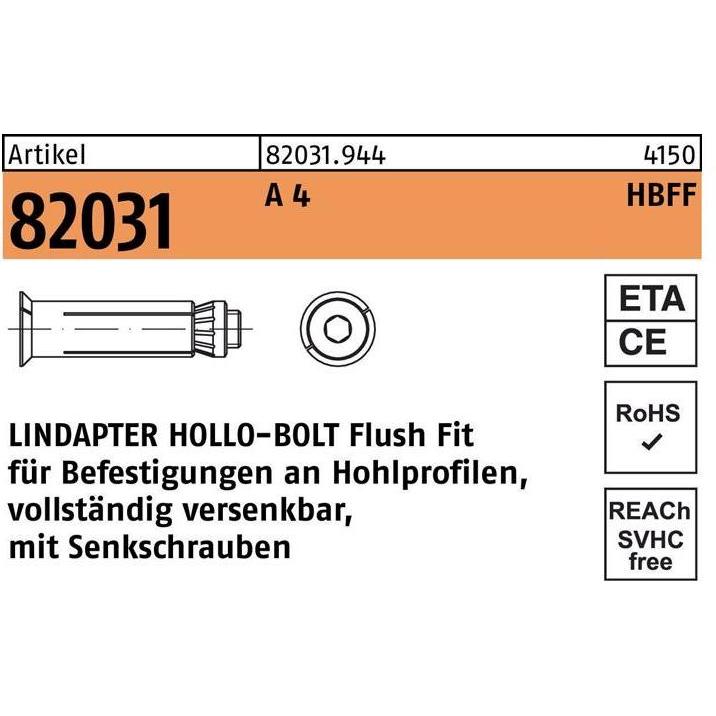 Lindapter, Dübel, Hohlraumdübel R 82031 HBFF 10-2 ( 70/45) A 4 (1 Stk.)