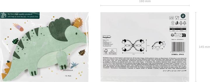 Immagine prodotto Partydeco Dinosaure (12 x, 36 x 26 cm)