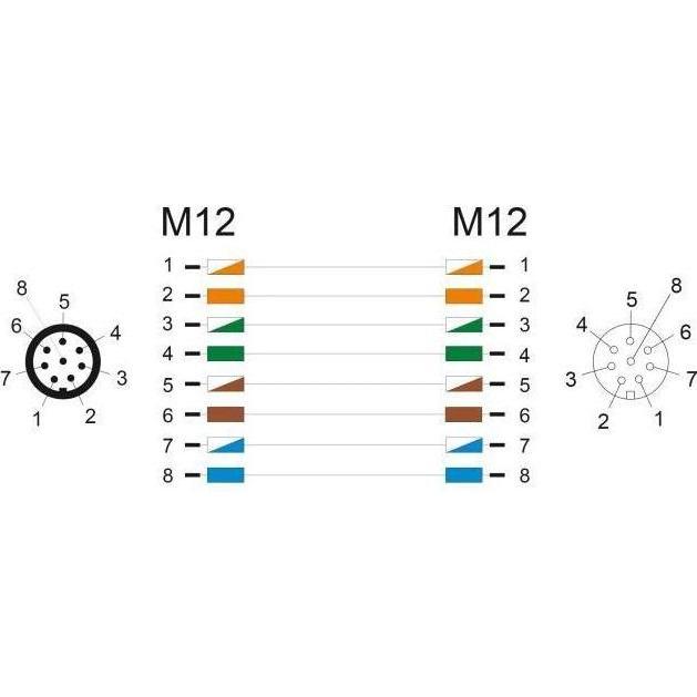 Thumbnail - Delock M12 Kabel A-kodiert 8 Pin Stecker zu Buchse PUR (TPU) 5 m (SF/UTP, 5 m), Netzwerkkabel