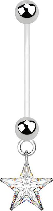 Immagine prodotto Star Piercing Gravidanza a banana con Stella di Cristallo argento (Materiale sintetico, senza ottone, Acciaio chirurgico 316L)