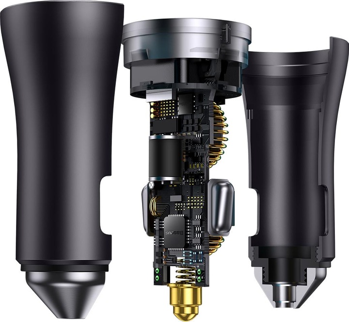 Actual product image Baseus Golden Contactor Pro car charger, 2x USB-C, 40W (Dark Gray)