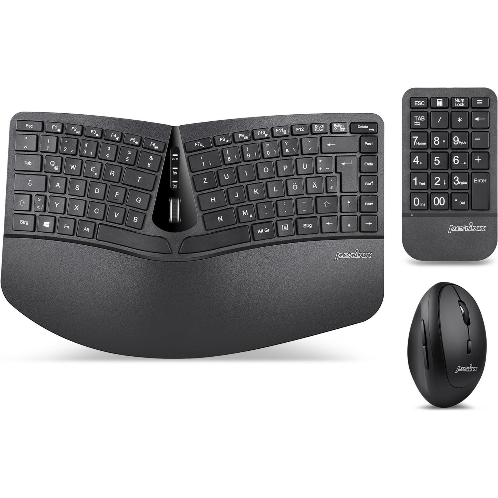 Perixx Periduo 606A (DE, Kabellos), Tastatur, Schwarz