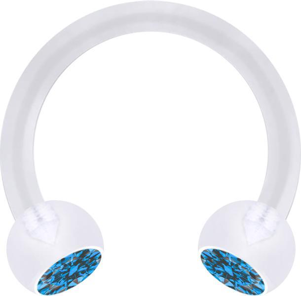 Immagine prodotto Star Piercing Micro Circular Barbell trasparente con due sfere in cristallo azzurro (senza ottone, Materiale sintetico)
