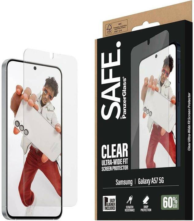 Actual product image PanzerGlass SAFE Displayschutz Samsung Galaxy A57 | Ultra-Wide Fit EasyAligner (1 pcs., Samsung Galaxy A57)