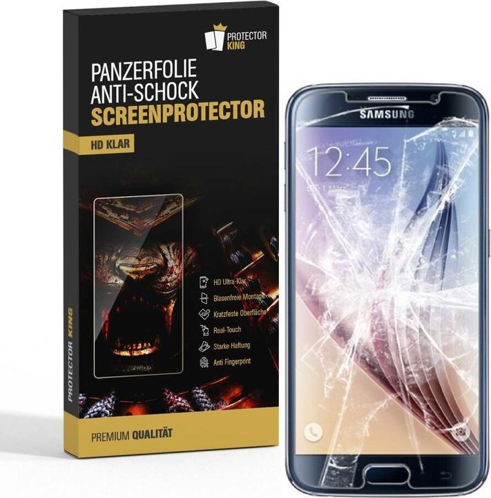 Actual product image Protectorking 3x Panzerfolie Anti-Shock HD Klar (3 Piece, Samsung Galaxy S6)