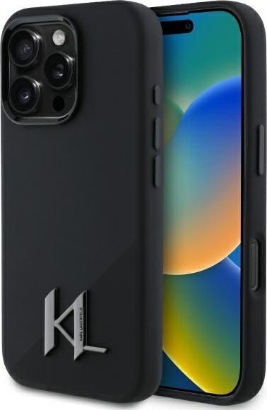 Produktbild Karl Lagerfeld KLHMP16LSCMKMPCK iPhone 16 Pro 6.3" czarny/black hardcase Silicone Shadow Metal Initi (Apple iPhone 16 Pro)