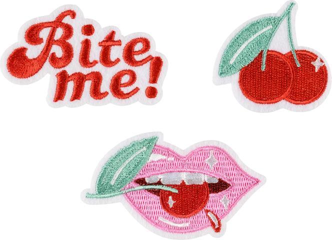 Actual product image Partydeco Iron on patches Bite me, mix, 4-4.5x4.5-7 cm (1 pkt / 3 pc.)