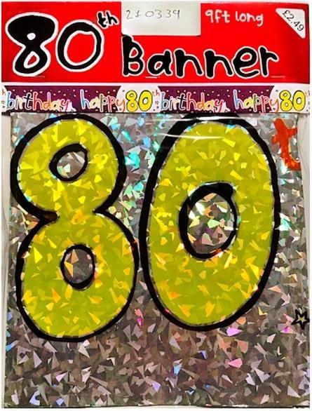 Actual product image Generic Happy Birthday 80th Banner (1 pcs.)