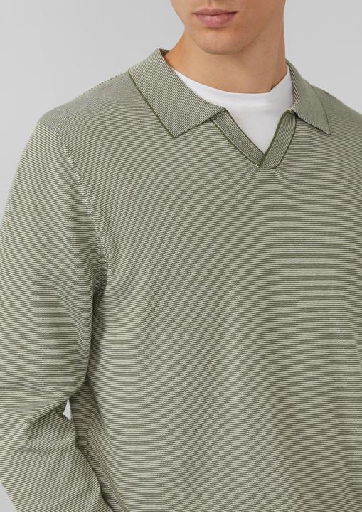 Produktbild s.Oliver Strickpullover Gestrickter Streifenpullover mit Polokragen und Rippbündchen (M)