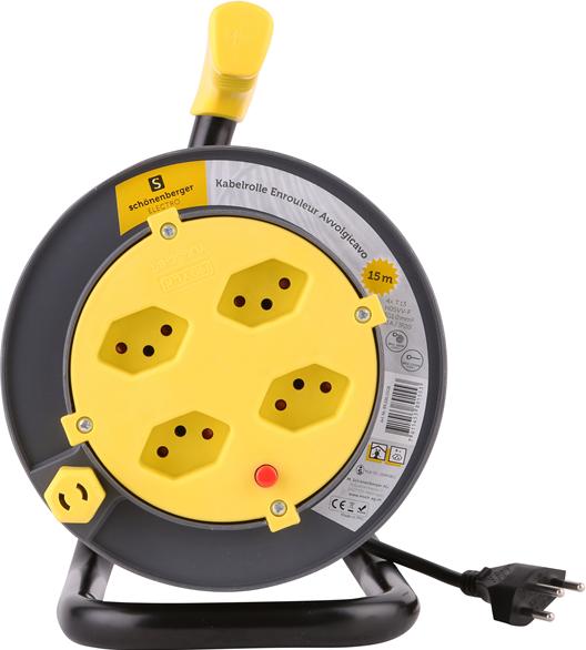 Produktbild Schönenberger Kabelrolle 4x T13 Steckdose (15 m, 1 mm²)