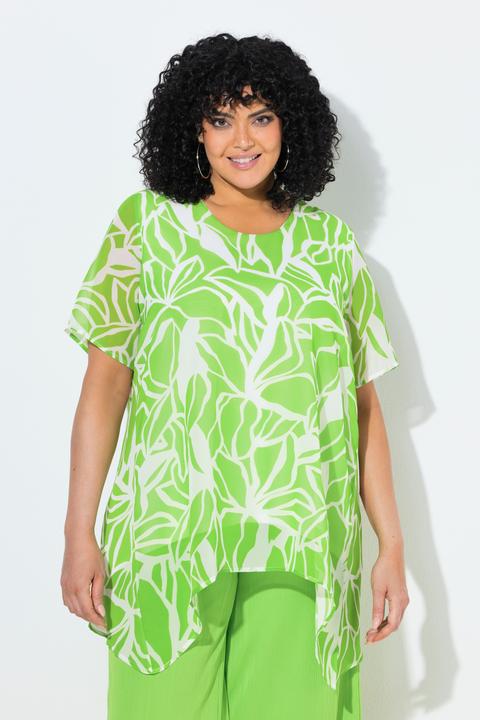 Immagine prodotto Ulla Popken Chiffon-Bluse, Rückenschlitz, Rundhals, Halbarm (62)