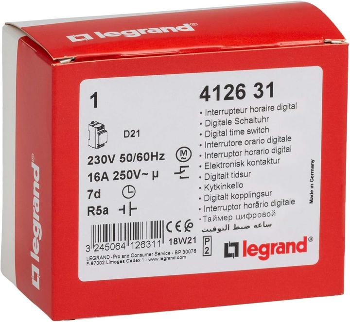 Produktbild Legrand Digitale Wochen-Zeitschaltuhr AlphaRex D21