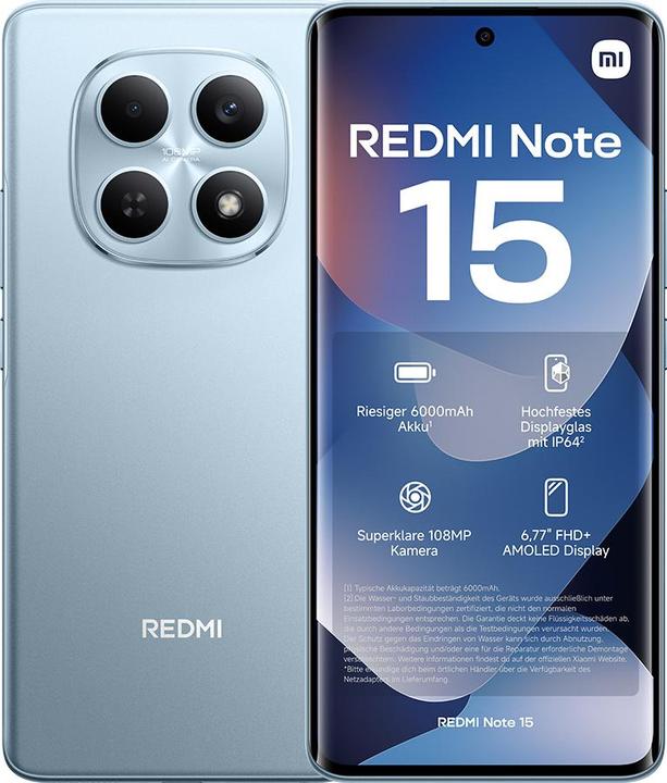 Immagine prodotto Xiaomi REDMI Note 15 (256 GB, Blu, Blu ghiaccio, 6.77", Doppia SIM, 4G)