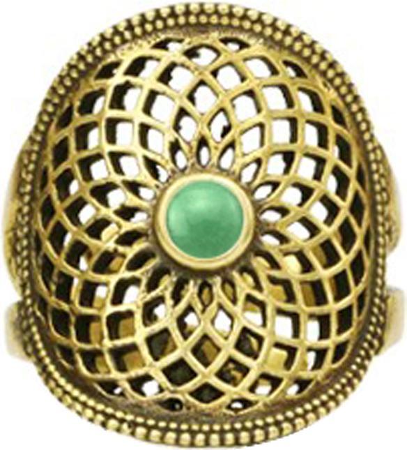 Actual product image Star Piercing Ring vergoldet Blume des Lebens mit Jade Stein (57)