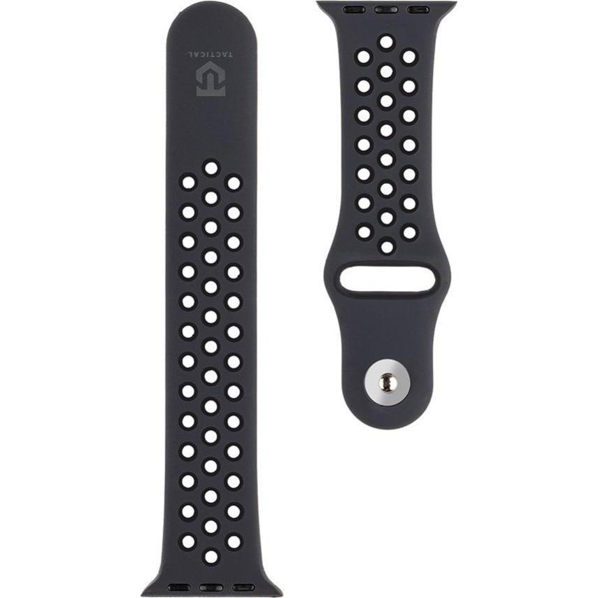 NoName Tactical 839 Double Silicone Strap for Apple Watch 1/2/3/4/5/6/7/8/9/SE 38/40/41mm Black (Silikon), Uhrenarmband,...
