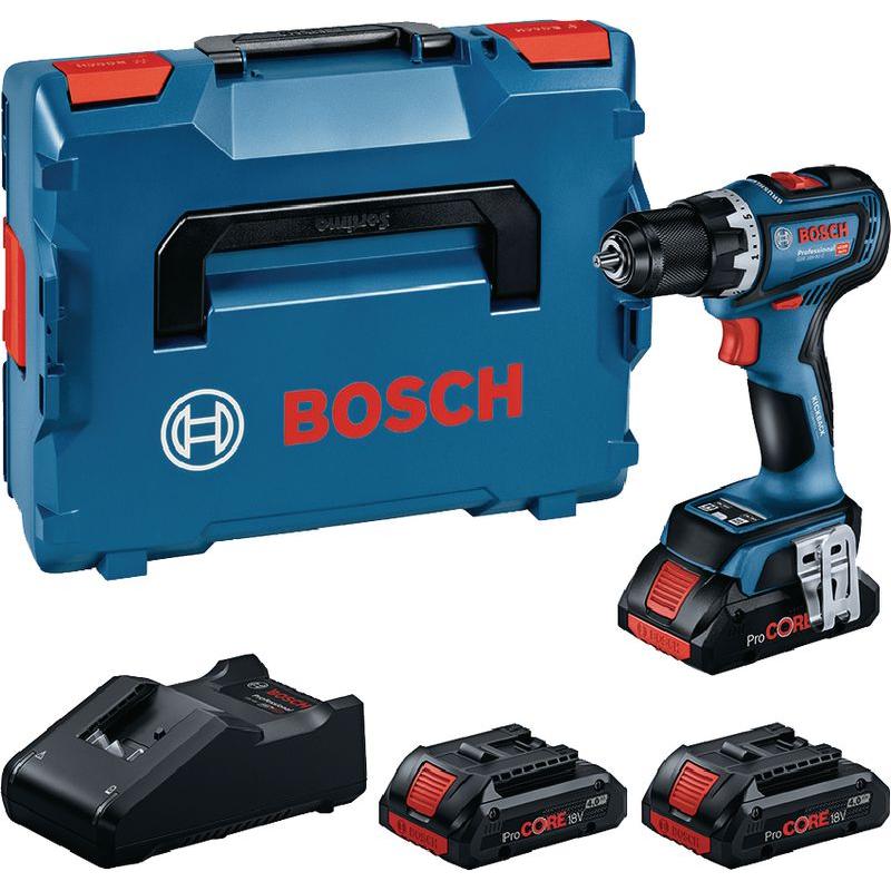 Bosch Professional, Bohrmaschine + Akkuschrauber, Prof. Set: Akku-Bohrschrauber GSR 18V-90 C, 3 x ProCORE18V 4.0Ah, L-BO...