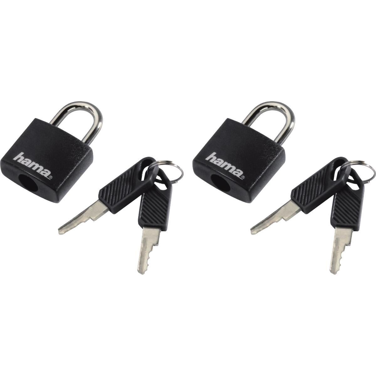 Hama Gepäckschloss 2er-Set, Notebook Security, Schwarz