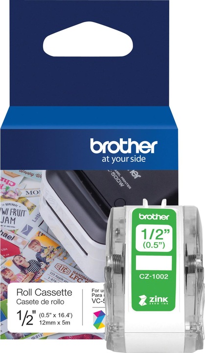Productafbeelding Brother CZ-1002 etikettenrol (1.20 cm, Wit)